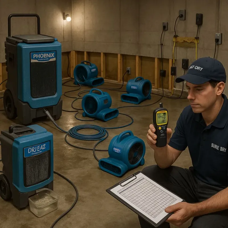 Structural Drying and Dehumidification process in Llano, TX